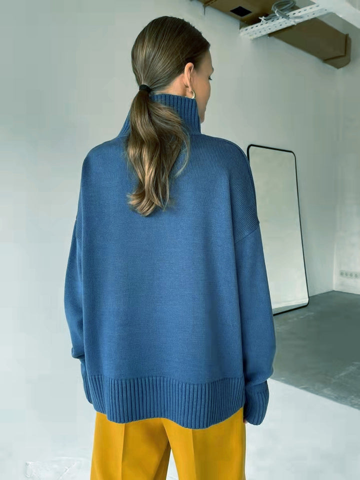 Dame elegant rullekrave sweater i fint strik Stilla