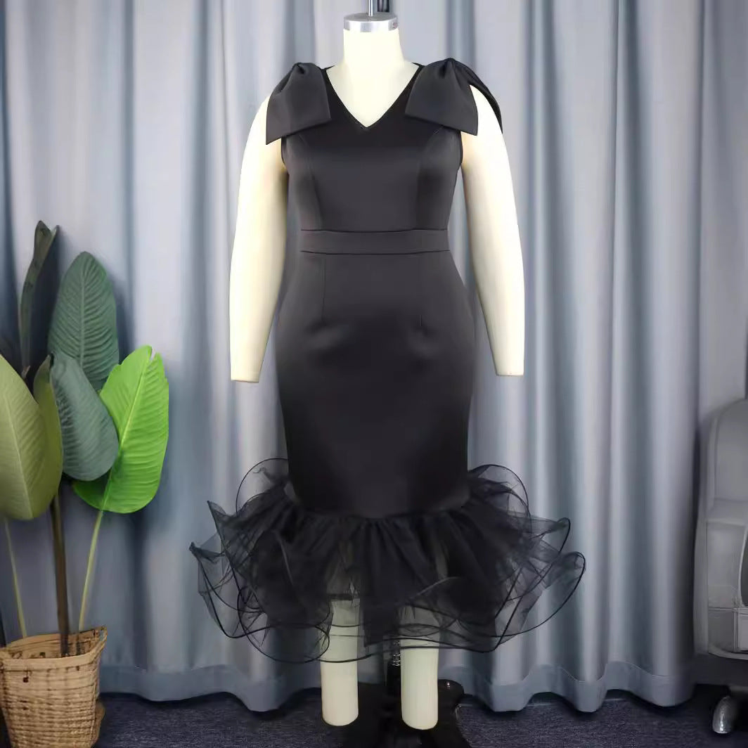Dame elegant kjole med innovative tyl volanger Skovae