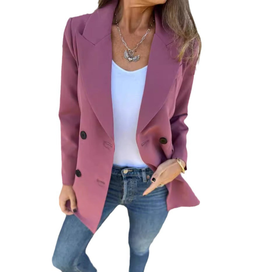 Damer elegant figurtilpasset blazer med dobbelt knaplukning og revers Stilla