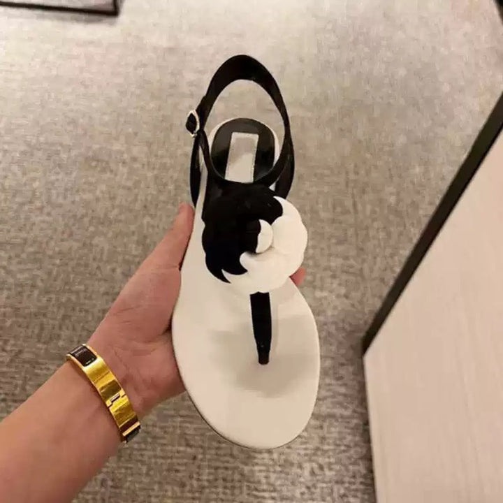 Dame sandaler med floral dekoration og komfortabel fodseng Stilla