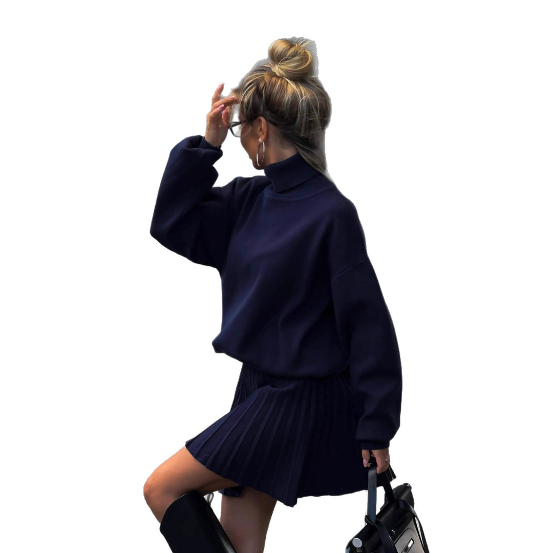 Kvindernes styling sæt med afslappet sweater og plisseret nederdel Stilla