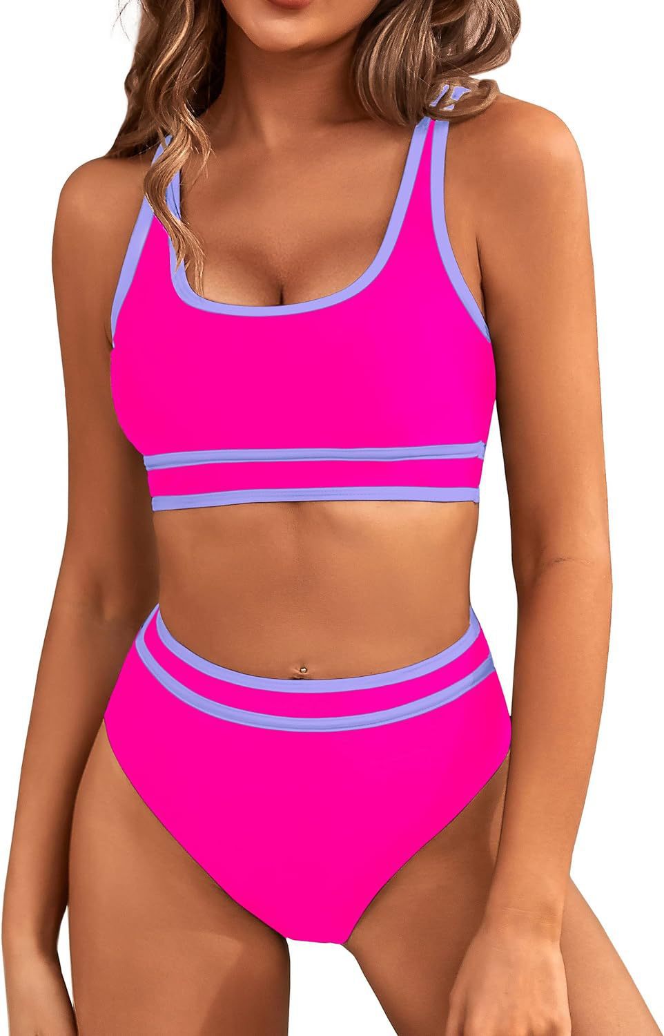 Dame Sporty Bikini-sæt med høj talje og brede stropper Stilla