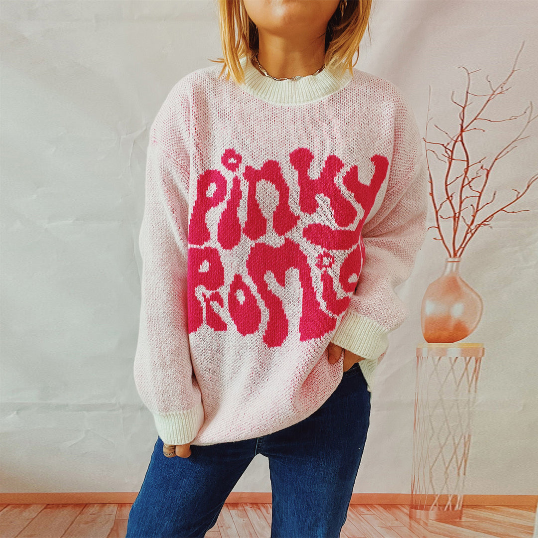 Dames casual sweater med unikt tekstdesign Stilla