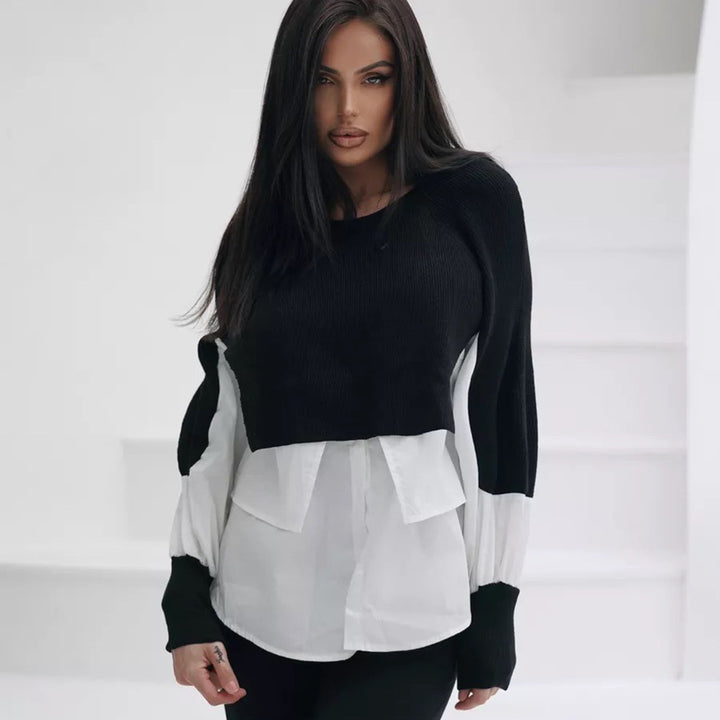 Femme Lagdelt Look Strikpullover med strukturerede detaljer Stilla
