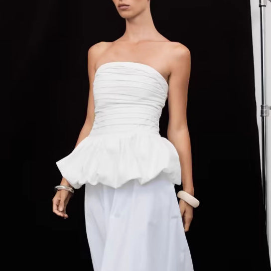 Femme Peplum Top med struktureret stof Stilla