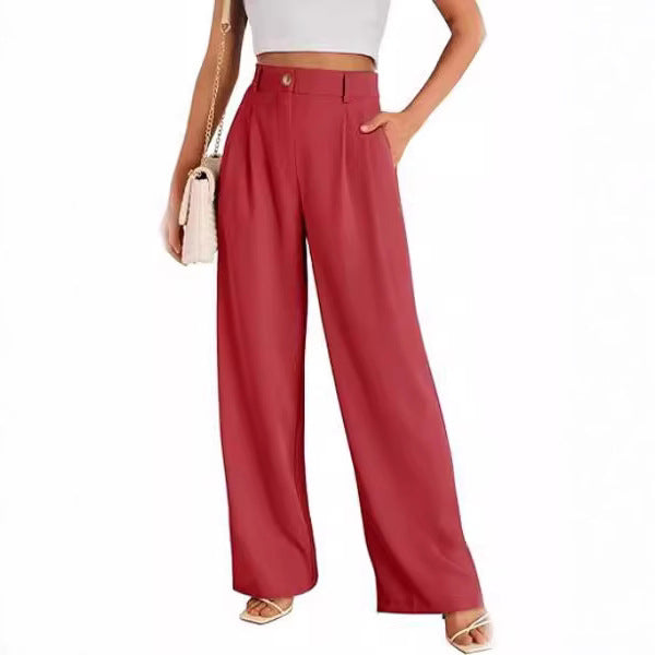 Dame bred High-Waist bukser med elegant frontfold og praktiske lommer Stilla