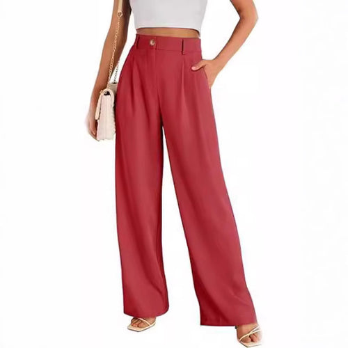 Dame bred High-Waist bukser med elegant frontfold og praktiske lommer Stilla