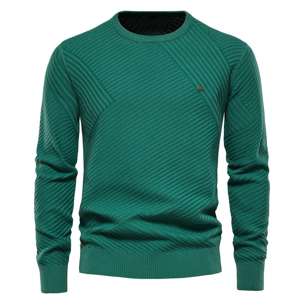 Herrer Rundhals Pullover med struktureret vaffelmønster Stilla