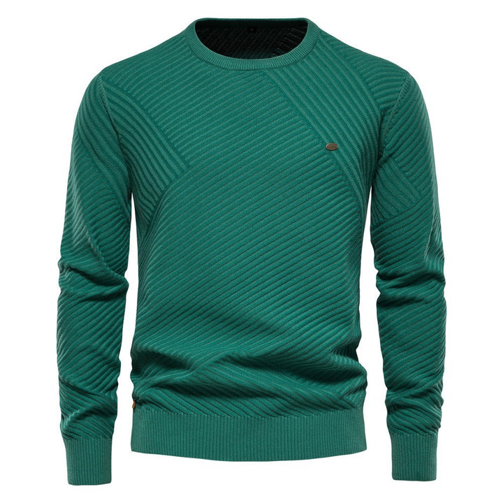 Herrer Rundhals Pullover med struktureret vaffelmønster Stilla