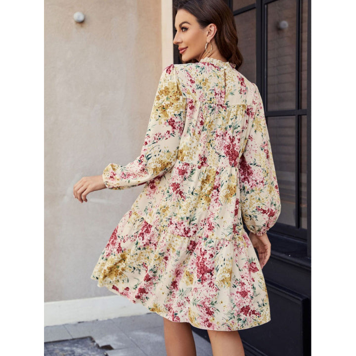 Dame Floral Print A-linje Kjole med lange ærmer Stilla