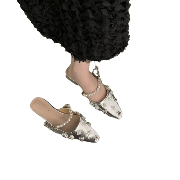 Femme Elegante Perleudsmykkede Slingback Mules Stilla
