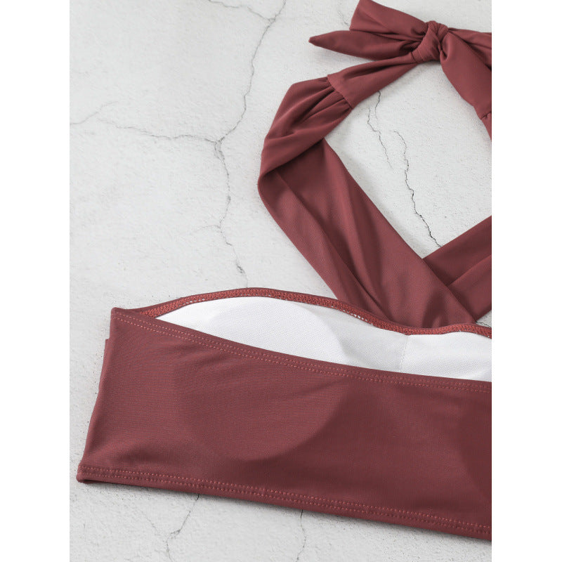 Dame Bandeau-bikini med høj skæring og elegant knude-look Stilla