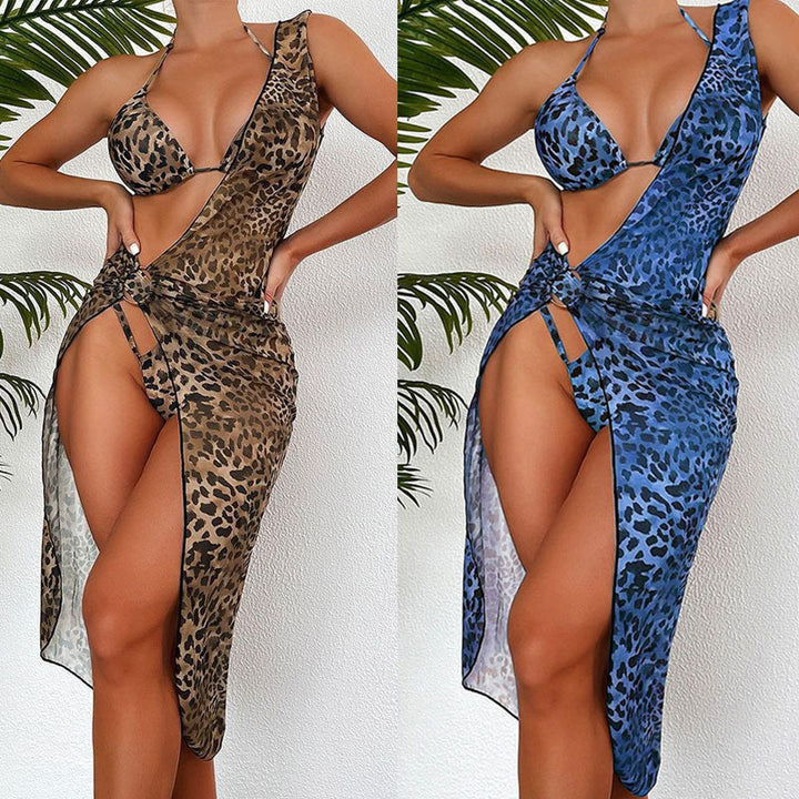 Dame bikini-sæt med gennemsigtig indpakningsskørt og elegant triangle-snit Stilla