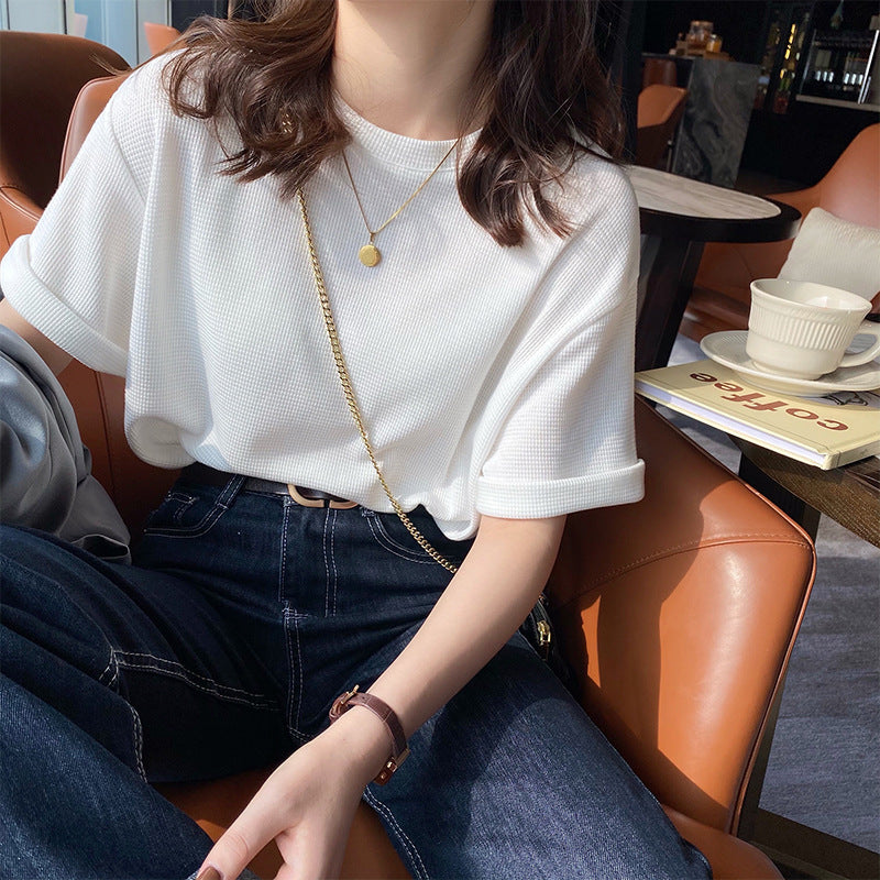 Femme Waffle Knit Afslappet Fit Top Stilla