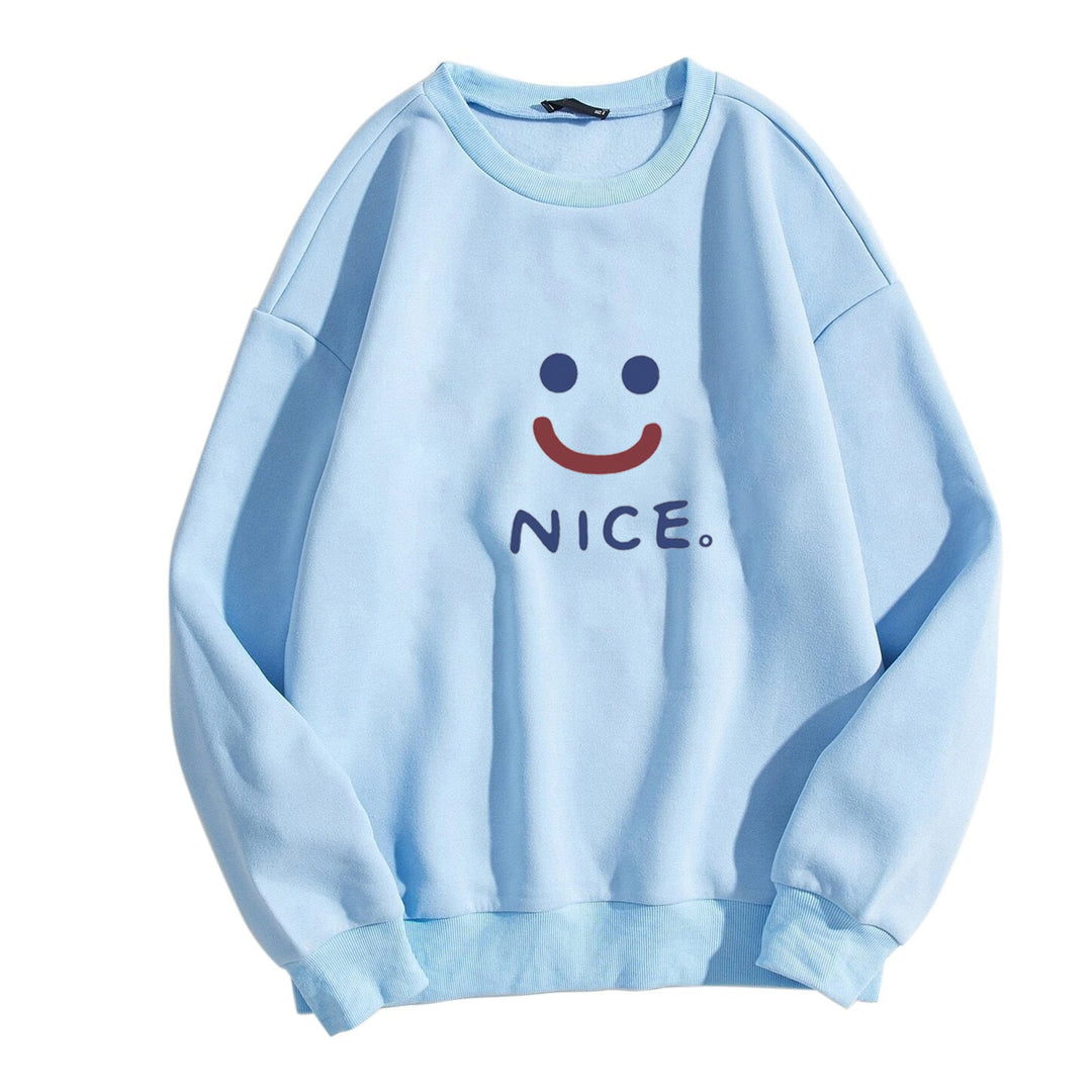 Kvinder casual sweatshirt med muntert smil motiv Skovae