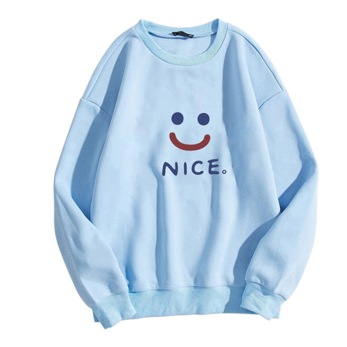 Kvinder casual sweatshirt med muntert smil motiv Skovae
