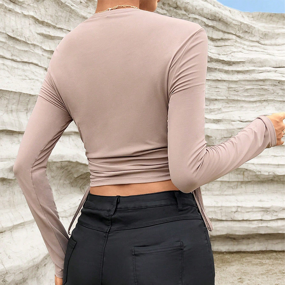 Dame casual top med sofistikeret flæse detaljer og asymmetrisk snit Stilla