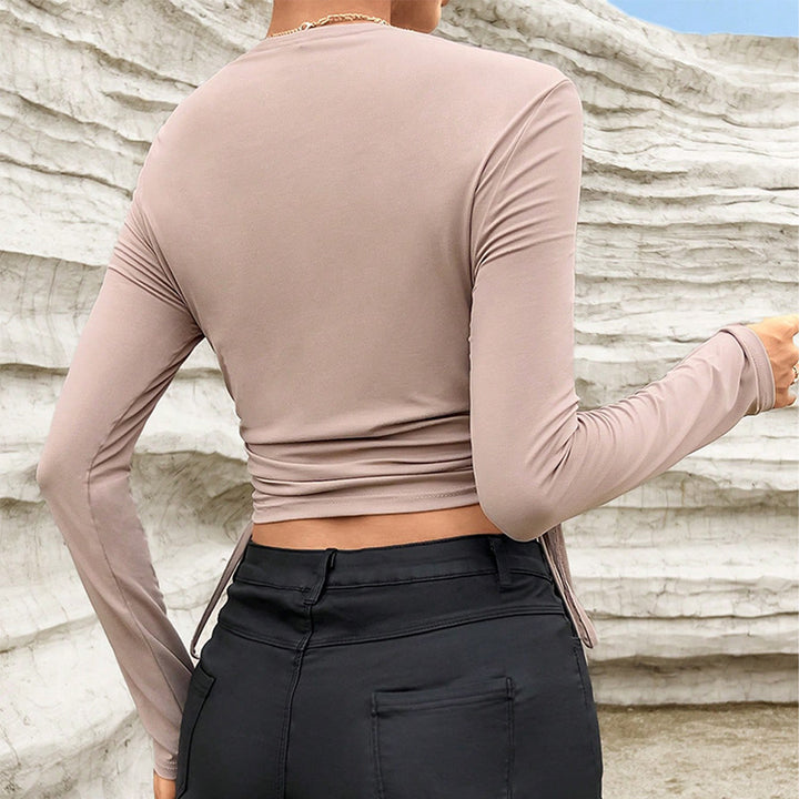 Dame casual top med sofistikeret flæse detaljer og asymmetrisk snit Stilla