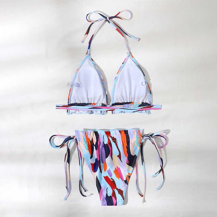 Dame Triangel-Bikini med justerbare rynkedetaljer Skovae