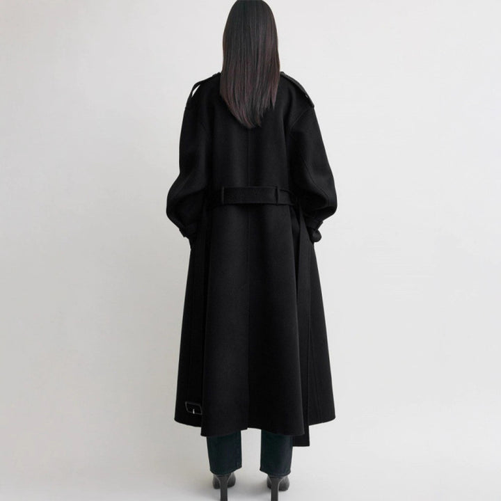 Kvinders elegante overlange uld trench coat Stilla
