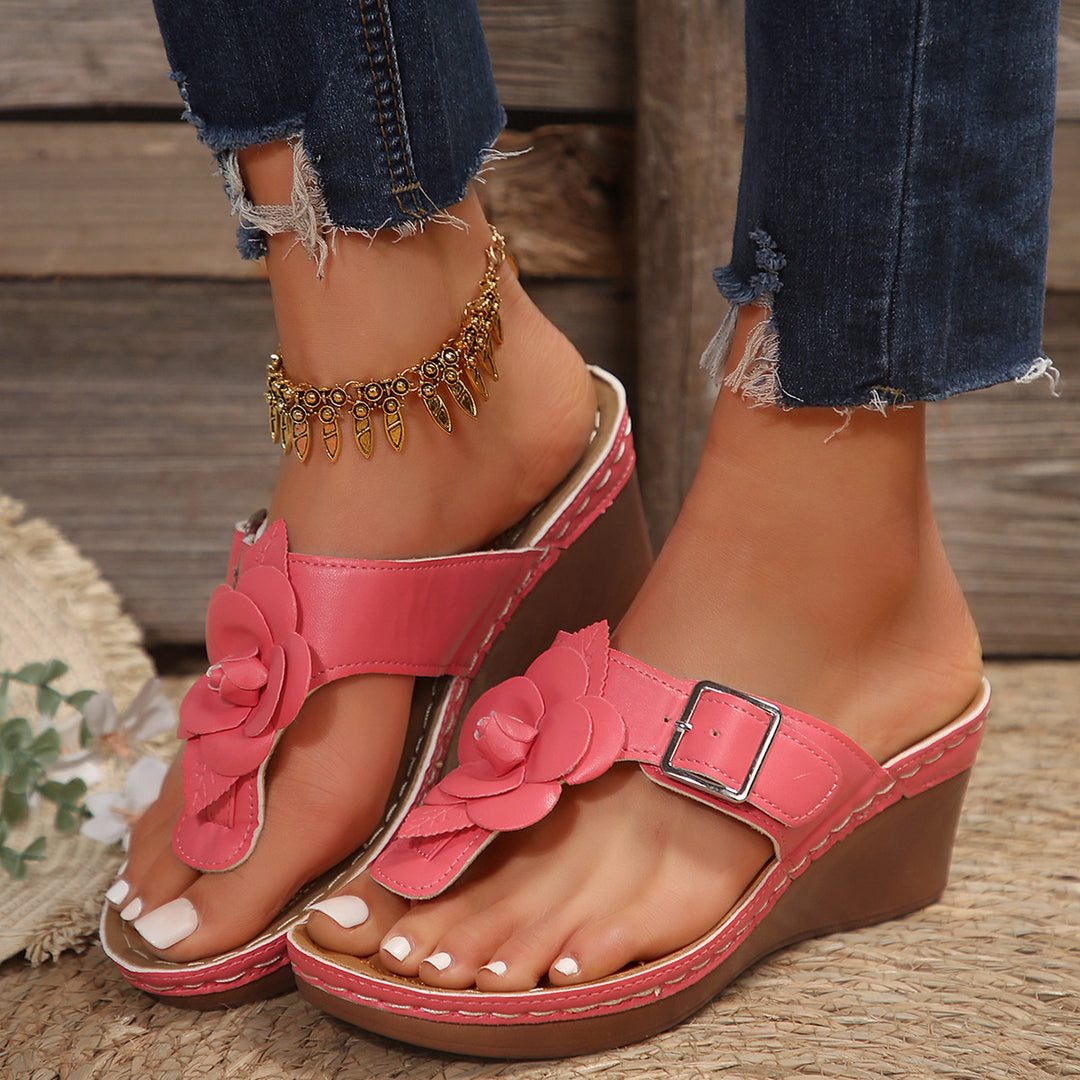 Dame Wedge-sandaler med blomstret dekoration og polstret sål Stilla