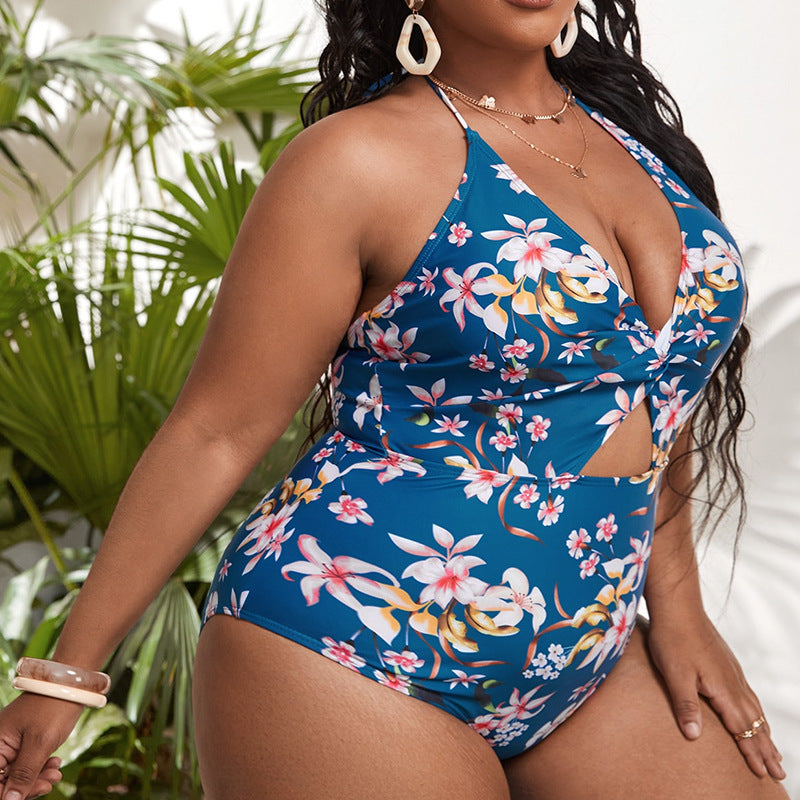 Dame enpieces badeanstalt med floral twist-design Skovae