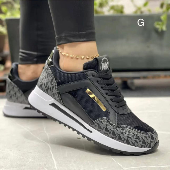 Dame modiske Sneakers med åndbart tekstil- og læderkombination Stilla