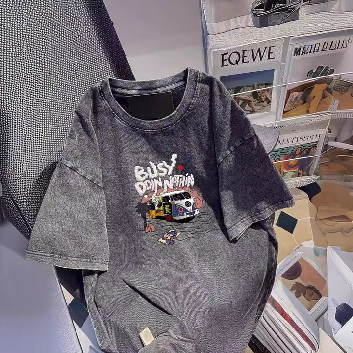Dame Oversize T-Shirt med kreativ grafisk tryk Stilla