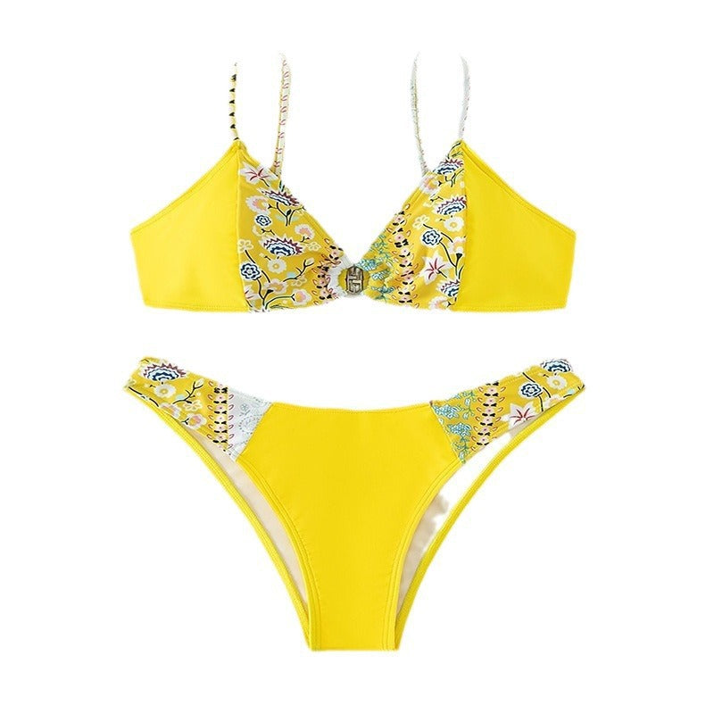 Dame bikini sæt med blomsterdesign og justerbare stropper Skovae