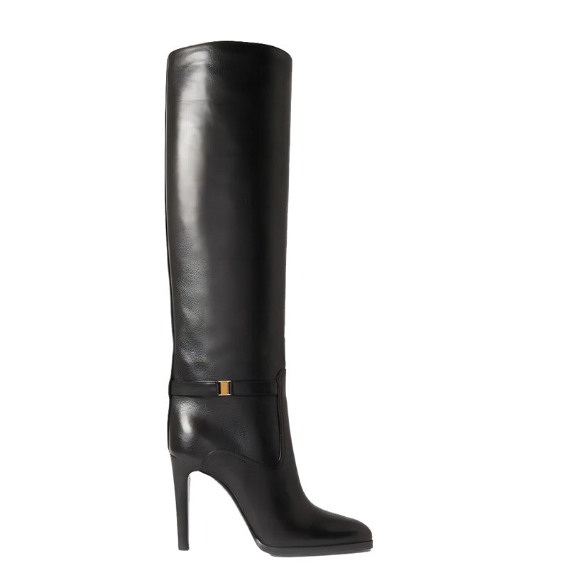 Femme Knæhøje SUEDE Stiletto Støvler med elegant spænde-detail Stilla