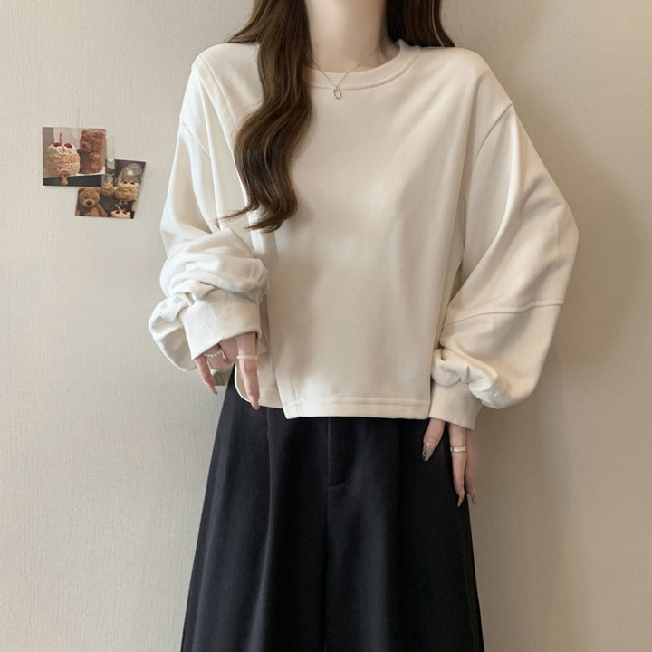 Femme Korte Afslappet Passende Sweatshirt med Puffærmer Stilla
