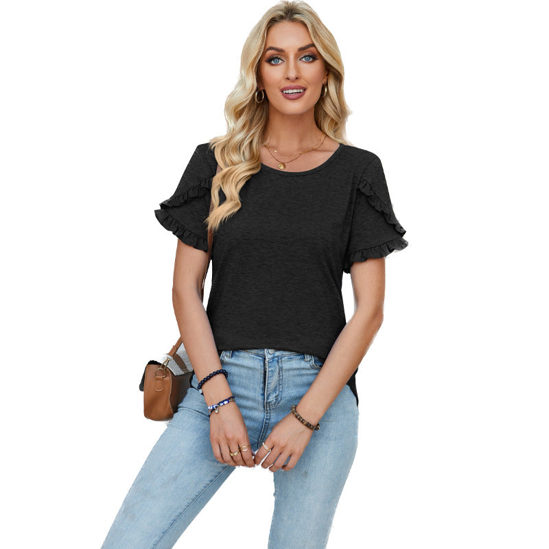 Damer casual T-shirt med ruffles detaljer Stilla