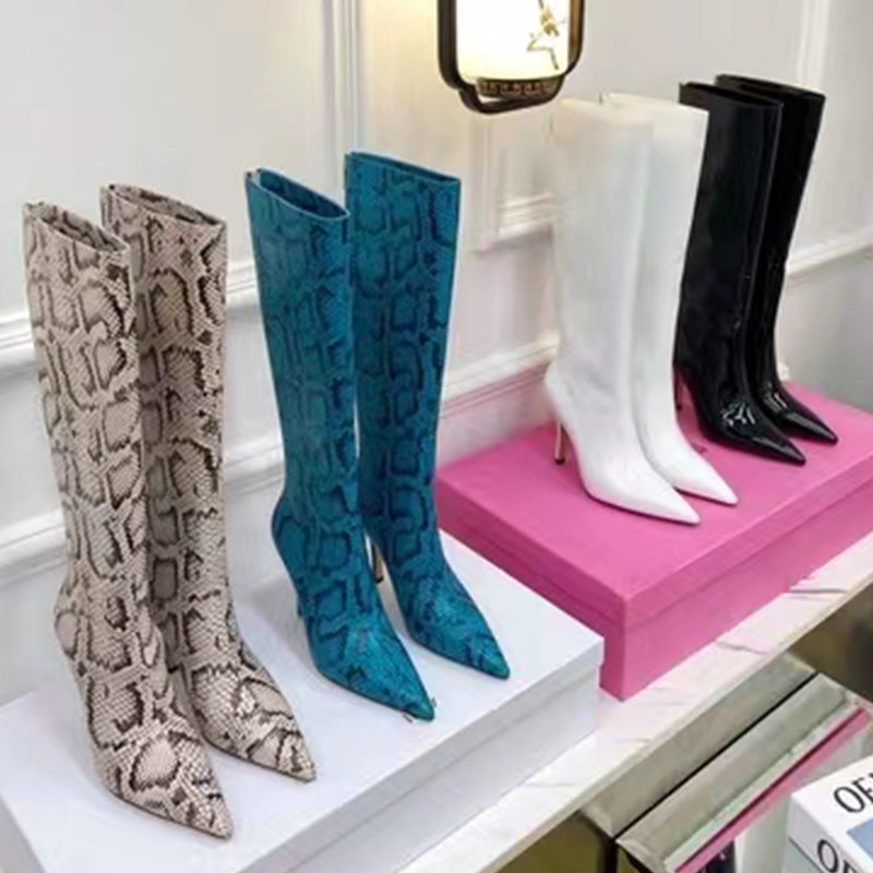 Femme Glinsende Over-knee Stiletto-Støvler med Skulptureret Hæl Stilla