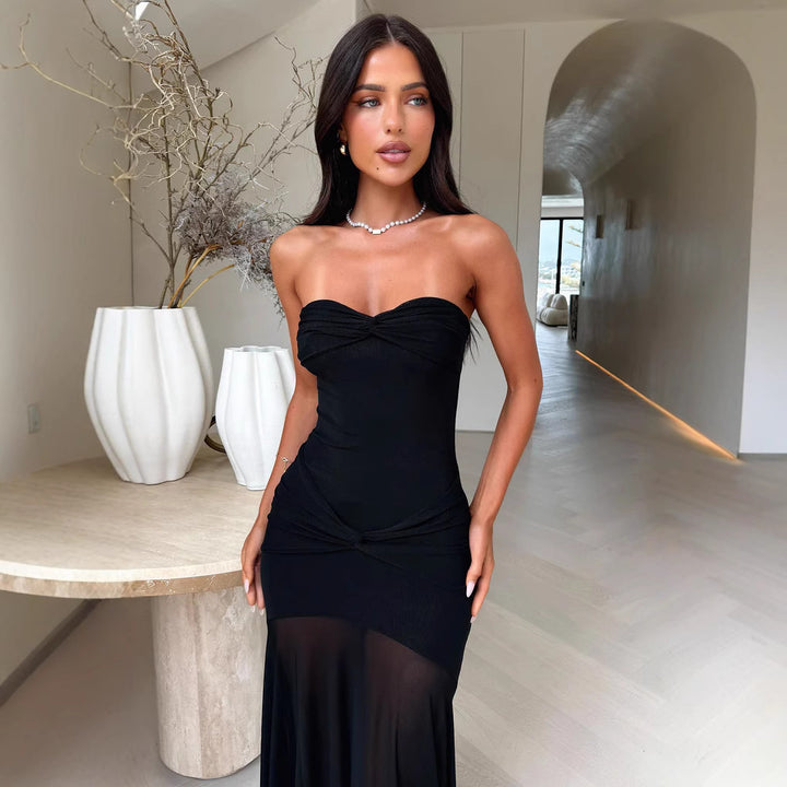 Dame Maxi-kjole med trendy indviklingsdesign og elegant bustier Stilla