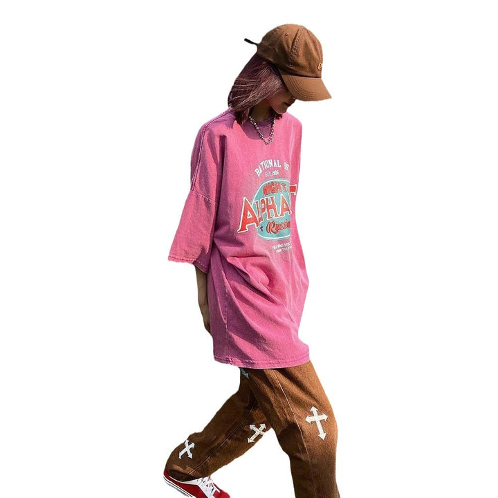 Dame Oversized T-shirt med kreativ tekst og afslappet pasform Stilla