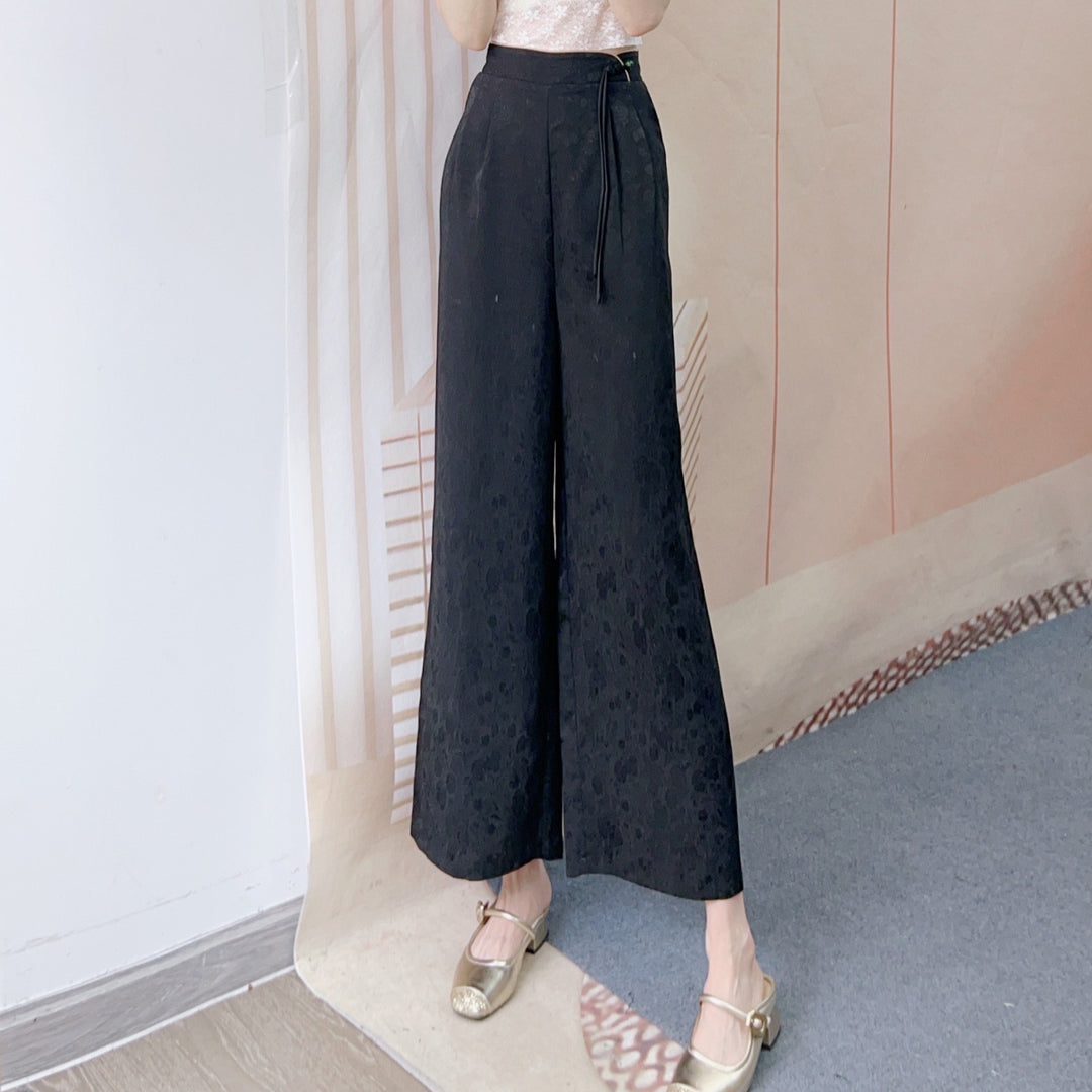 Dame bred culotte bukser med elegant høj talje design og praktiske lommer Stilla