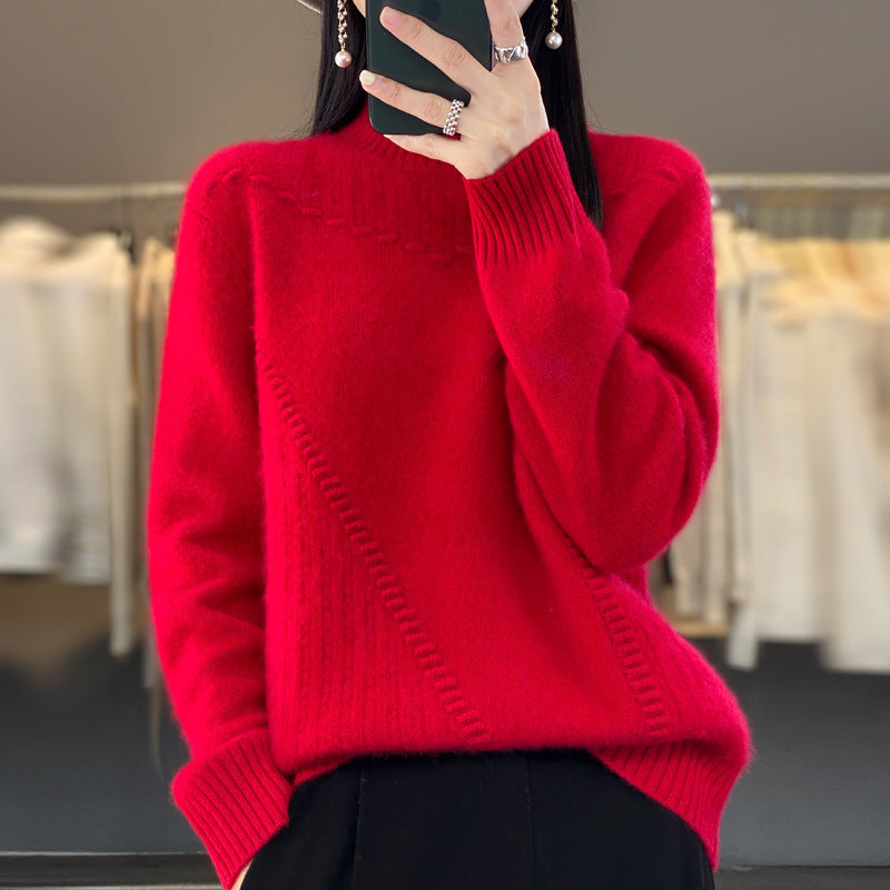 Kvinders strik sweater med struktureret krave og asymmetrisk snit Stilla