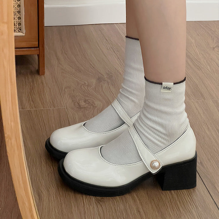 Damern Høj kvalitets Mary Jane Pumps med tyk sål og elegant rem Stilla