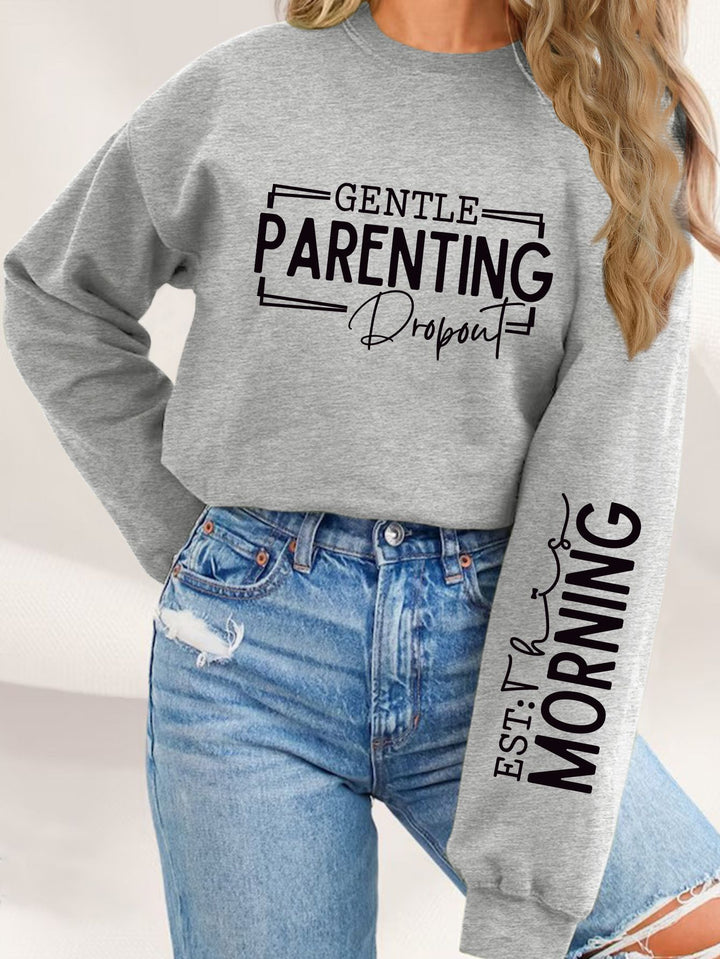 Kvinders sweatshirt med unikt trykt forældremotiv og afslappet pasform Stilla