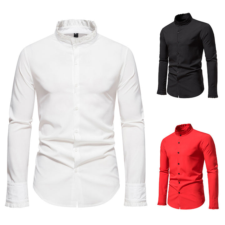 Herrer Elegant Mandarin Krave Dress Shirt Stilla