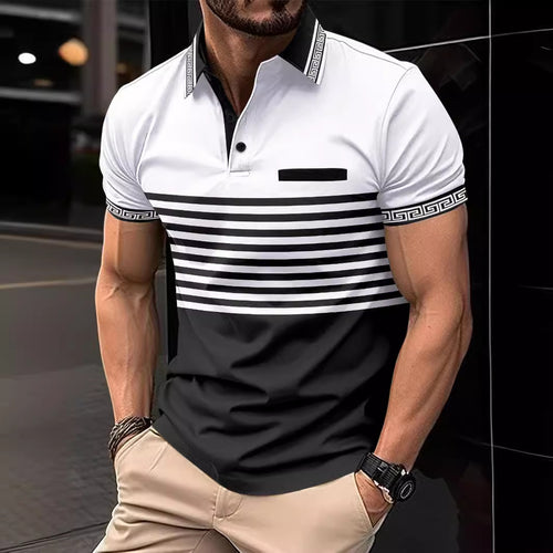 Herrernes polo skjorte med moderne stribemønster og elegante kontrastdetaljer Stilla