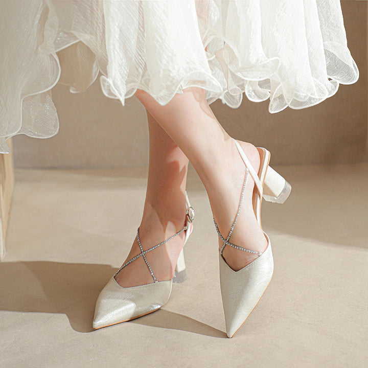 Damer elegante spidse Slingback-hæle med strassaccent Stilla