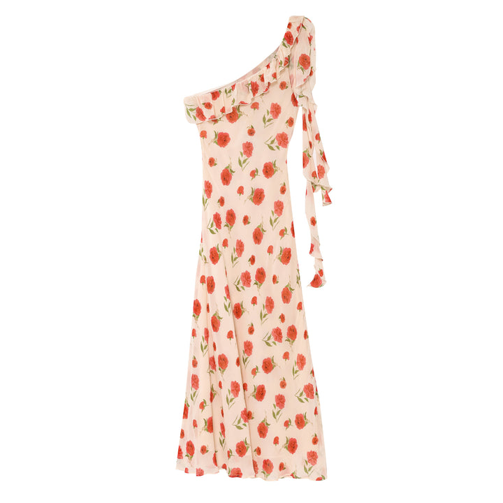 Femme One-Shoulder Floral Ruffled Maxi Kjole Stilla