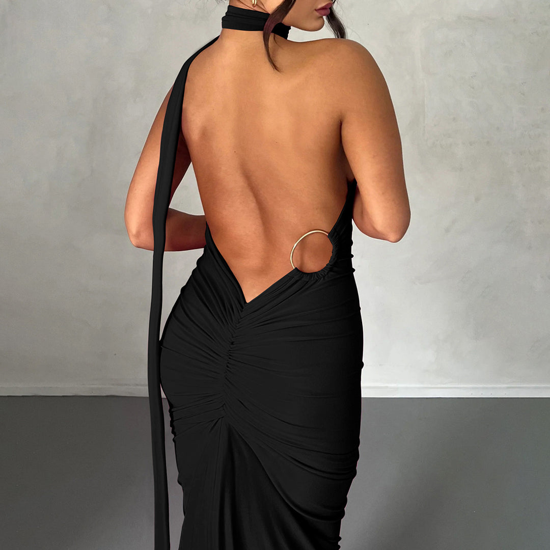 Damer Elegant One-Shoulder Maxikjole med figursyet Silhuet Skovae
