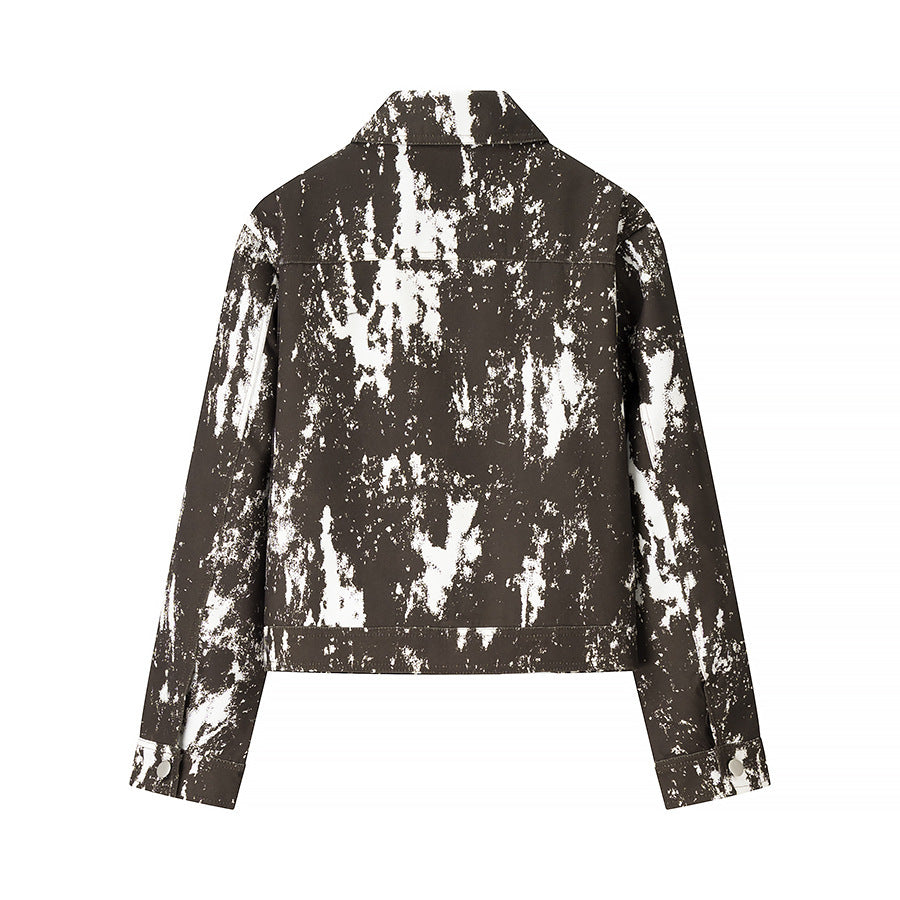 Femme Abstrakt Print Cropped Jakke Stilla