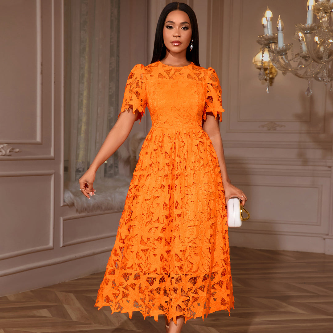 Dame spids maxi-kjole med blomsterdesign Skovae