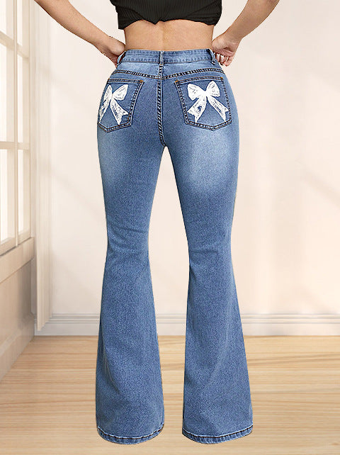 Kvindernes flagrende jeans med dekorative sløjfer Stilla