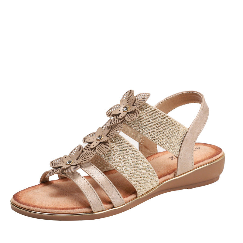 Dame sandaler med blomstret accent og justerbart remdesign Stilla