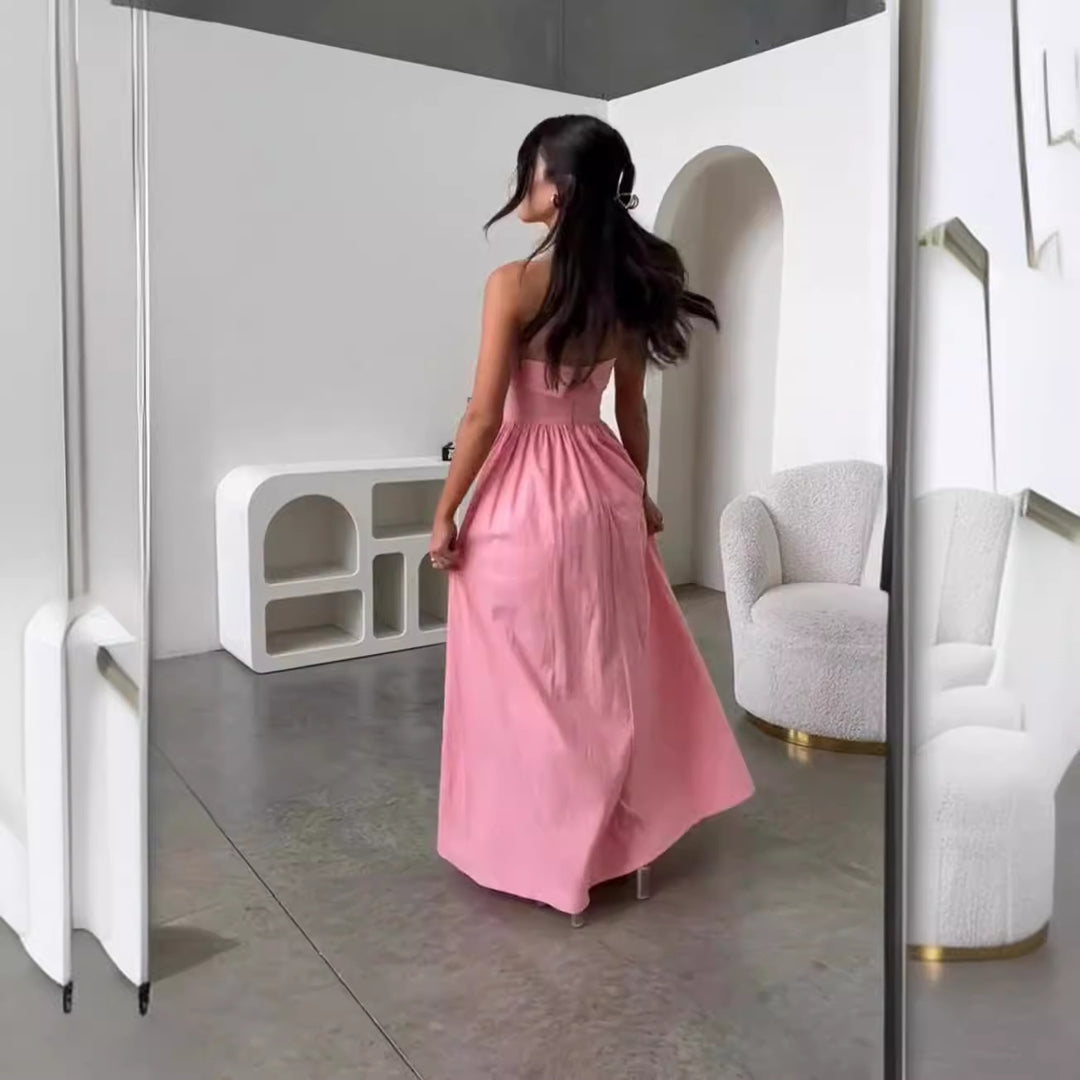 Kvinders elegante bustier maxikjole med flammende skørt