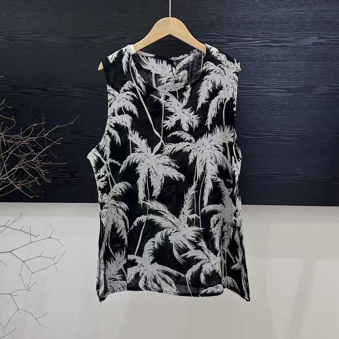 Femme Tropisktryk ærmeløs bluse Stilla